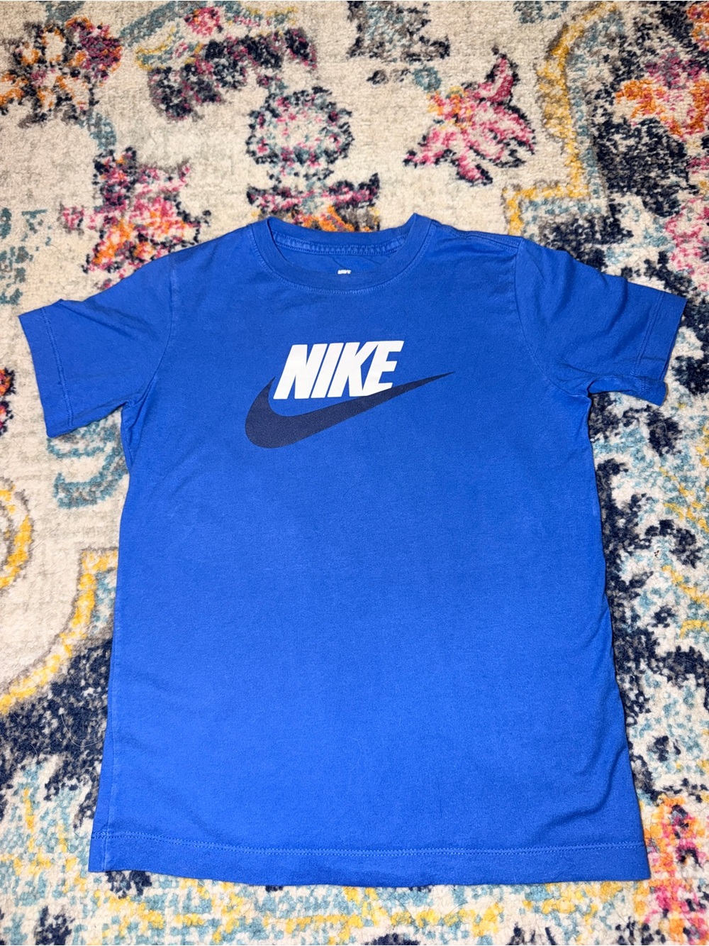 Nike Boys Blue Logo Graphic T-Shirt Size Medium
